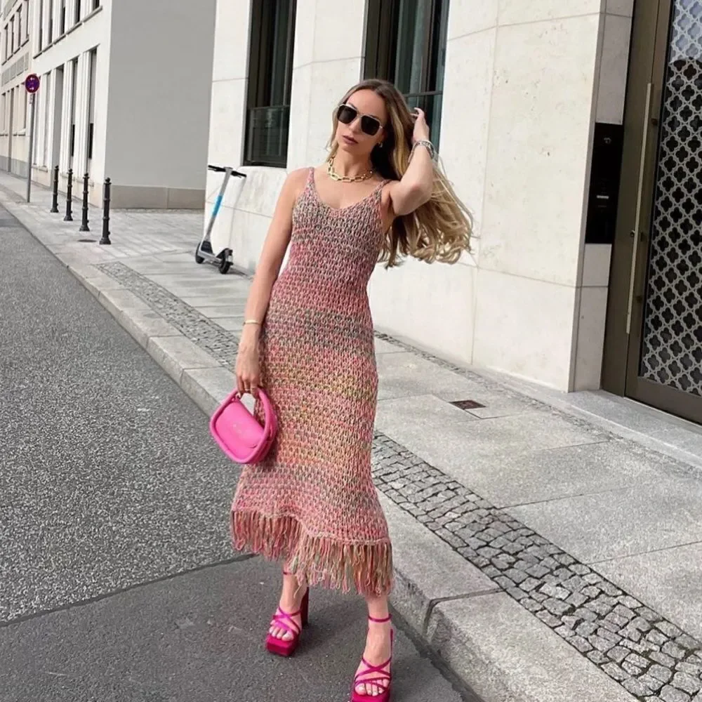 Zara Knit Fringe Dress New - Picture 6 of 6